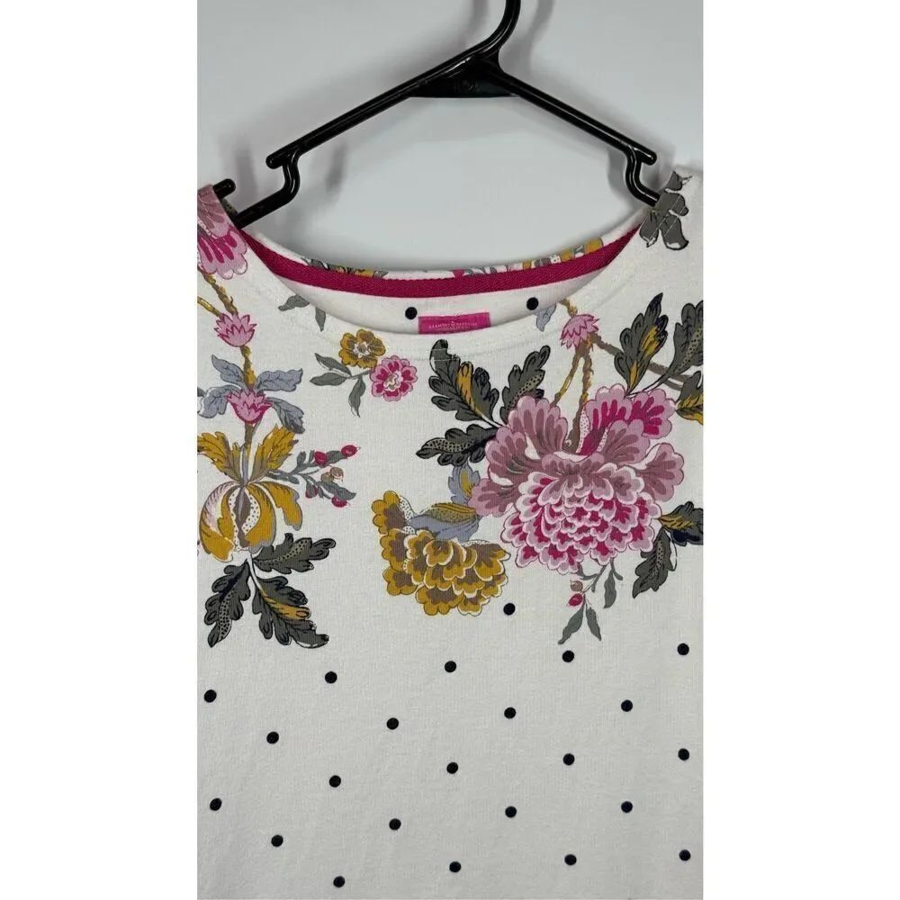 JOULES Great Britain White Floral & Polka Dot Dress Size 8 - Picture 4 of 9